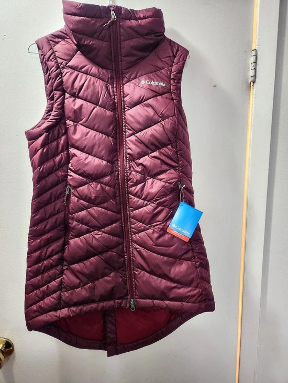 Columbia Women's Heavenly Long Vest Quilted Puffer Vest Purple S & L $50